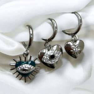 Blue Eyes Üçlü Çelik Küpe